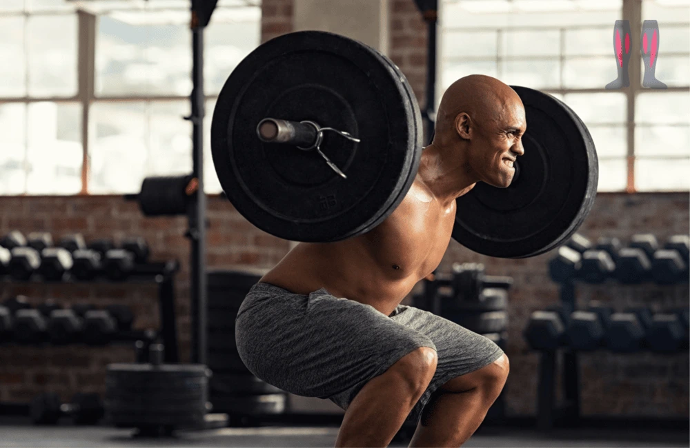 A person squatting heavy, this increase the toll on the fast-twitch muscle.