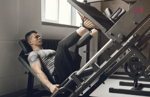 Man doing legpress, this workout is part of his regimen to strengthen his legs.